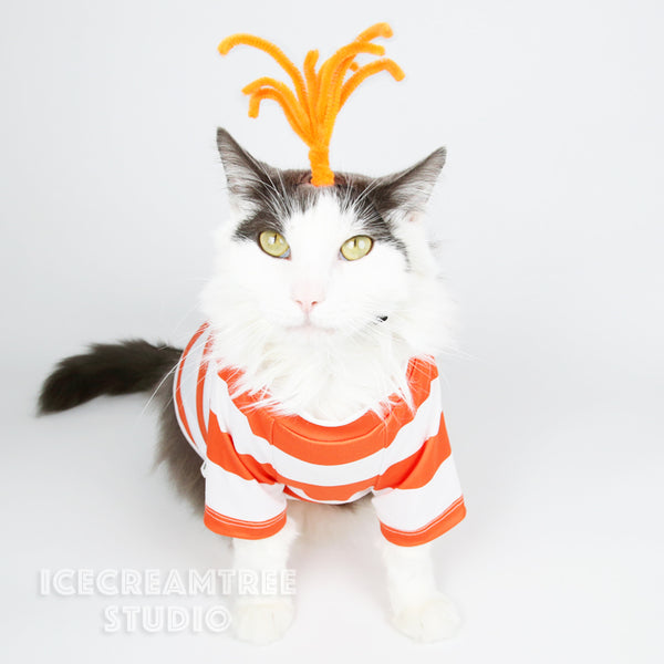 Orange Stripe Top Anxiety Look Outfit Set - Pet Clothing