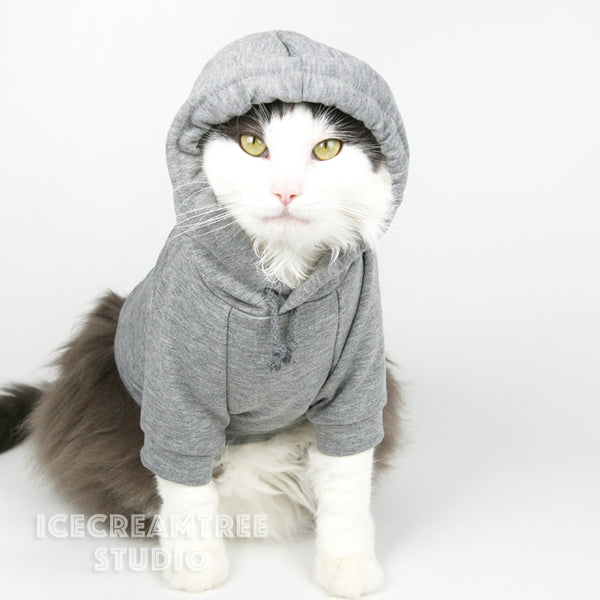 Grey Hoodie Embarrassment Look Outfit Set - Pet Clothing