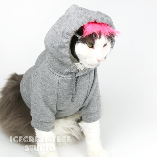 Grey Hoodie Embarrassment Look Outfit Set - Pet Clothing