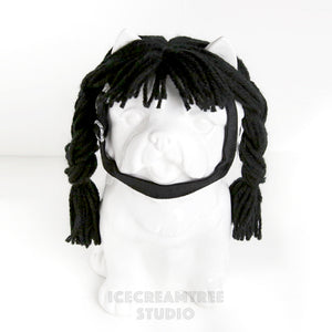 Black Yarn Wig Headband - Pet Photo Prop