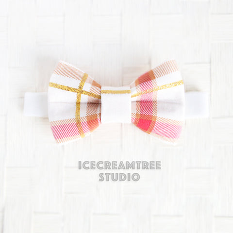 Red with Gold Plaid Bow Tie - Pet Bow Tie