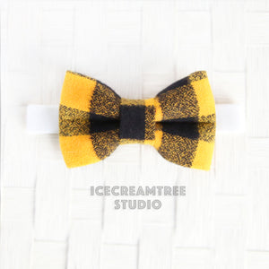 Flannel Black Yellow Buffalo Plaid Bow Tie - Pet Bow Tie