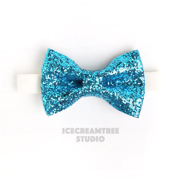 Sparkle Glitter Aqua Blue Bow Tie - Pet Bow Tie