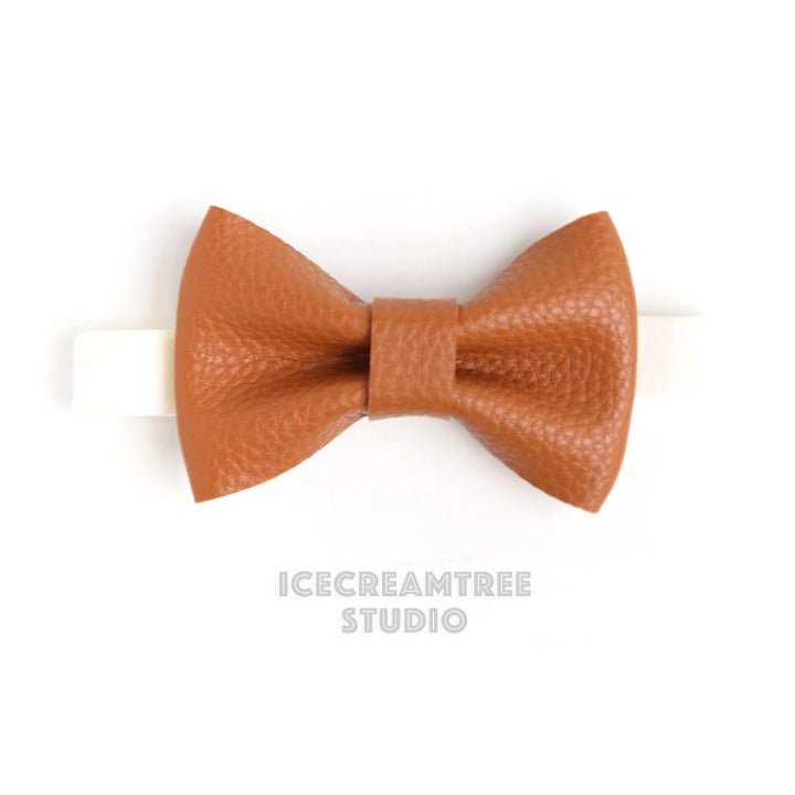 Faux Leather Brown Bow Tie - Pet Bow Tie
