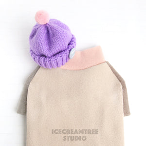 Muted Color Block Fleece Sweater and Beanie Urban Look Outfit - Pet Clothing