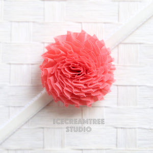 Coral Shabby Bloom Collar Slide On - Small Flower Collar Accessory