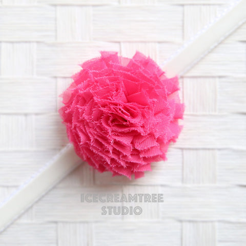 Hot Pink Shabby Bloom Collar Slide On - Small Flower Collar Accessory