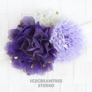 Purple Cream Lavender Bouquet Flower Collar Slide On - Bouquet Flowers Collar Accessory