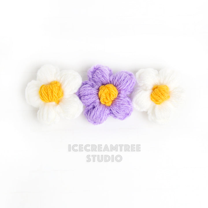 Lavender Puffy Daisy Necklace - Elastic Pet Collar