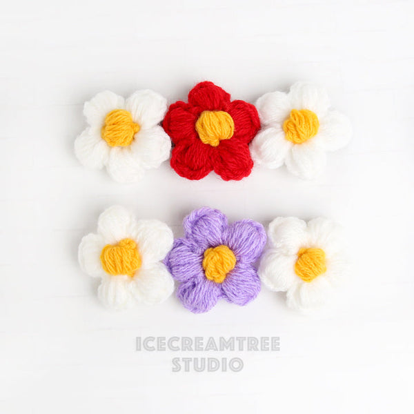 Red Puffy Daisy Necklace - Elastic Pet Collar
