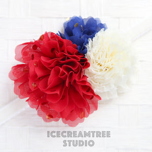 Red White Blue Bouquet Flower Collar Slide On - Bouquet Flowers Collar Accessory