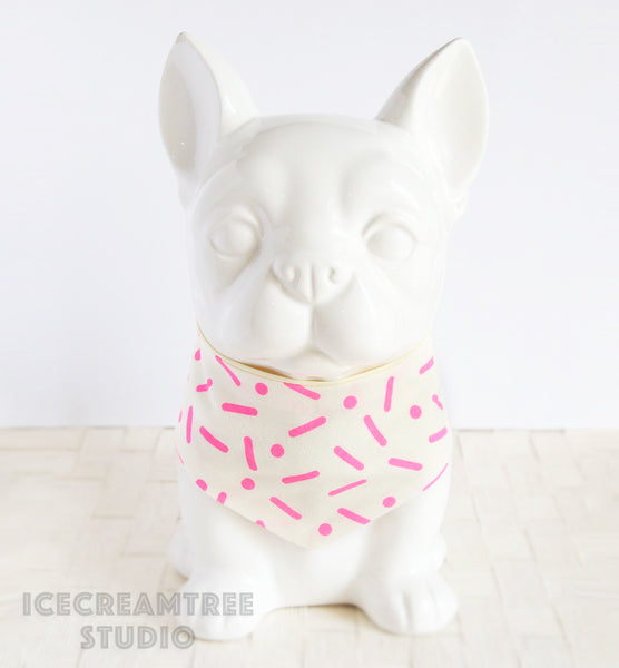 Neon Pink Sprinkles Bandana - Tie on Modern Pet Bandana Scarf