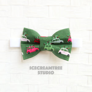 Green Christmas Tree on Little Car Bow Tie - Pet Bow Tie