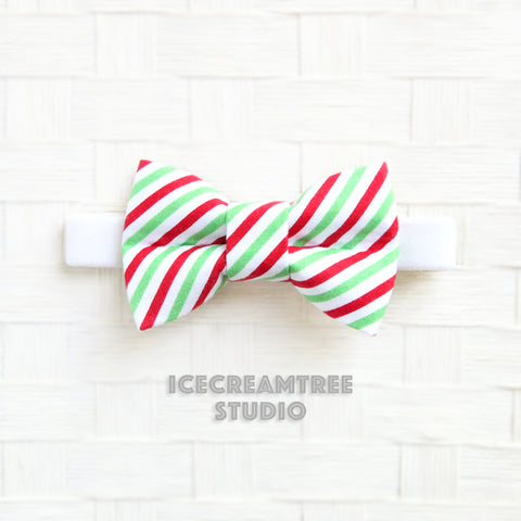 Red Green Christmas Stripe Bow Tie - Pet Bow Tie