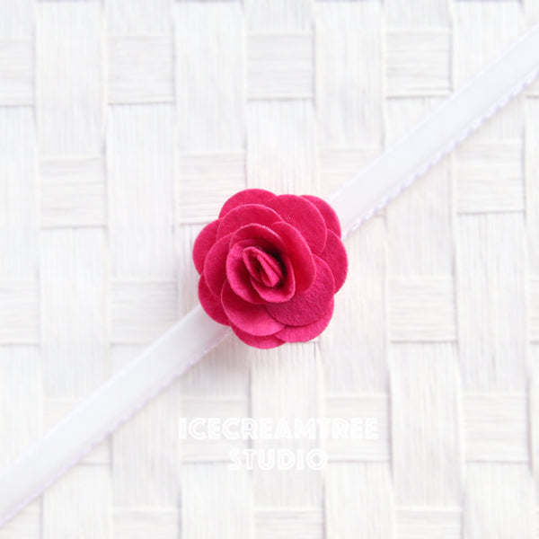 Round Felt Hot Pink Flower Collar Slide On - Small Flower Collar Accessory