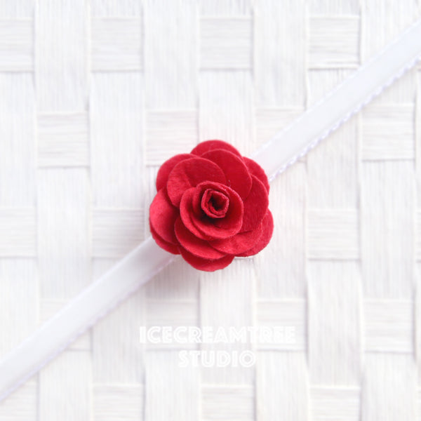Round Felt Red Flower Collar Slide On - Small Flower Collar Accessory