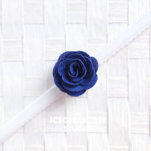 Round Felt Navy Blue Flower Collar Slide On - Small Flower Collar Accessory