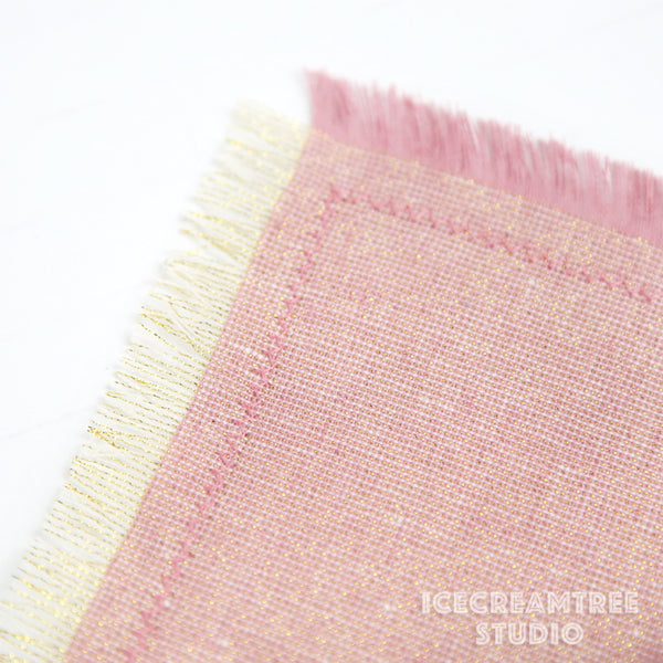Rose Pink Gold Sparkle Linen Bandana - Tie on Classic Linen Pet Bandana Scarf