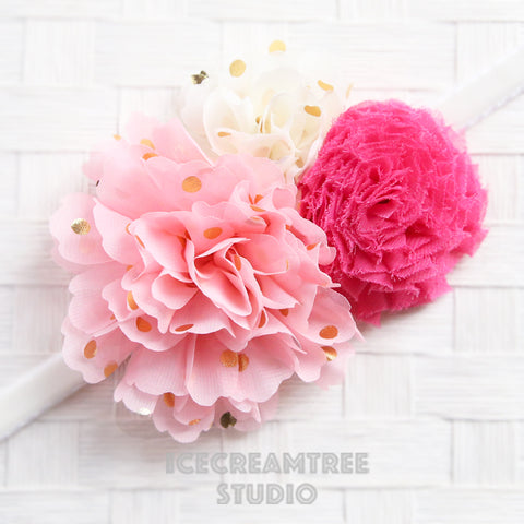 Pink Cream Hot Pink Bouquet Flower Collar Slide On - Bouquet Flowers Collar Accessory