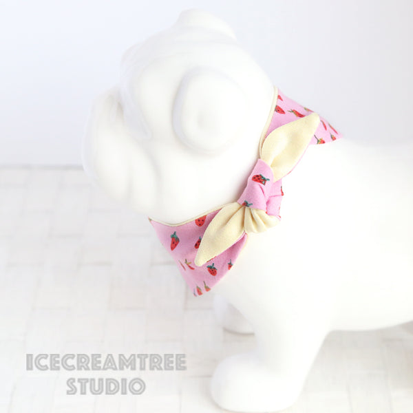 Pink Strawberry Bandana - Tie on Modern Pet Bandana Scarf
