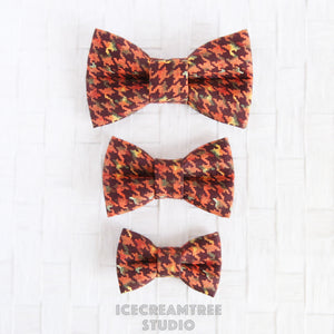 Pumpkin Houndstooth Bow - Collar Slide on Bow