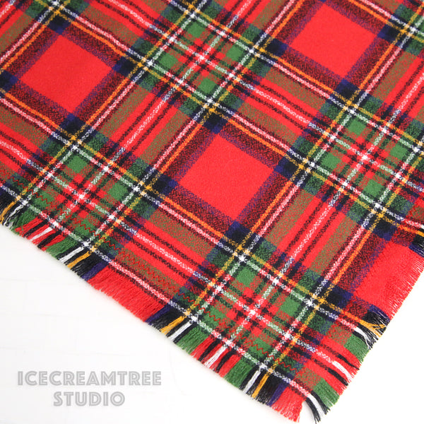 Red Green Plaid Bandana - Tie on Classic Flannel Pet Bandana Scarf
