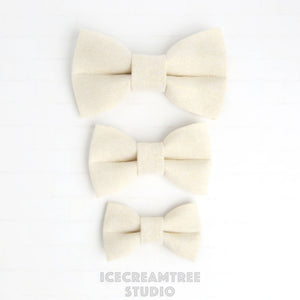 Ivory Gold Sparkle Linen Bow - Collar Slide on Bow