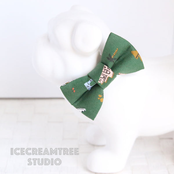Forest Green Around the World Bow Tie - Pet Bow Tie
