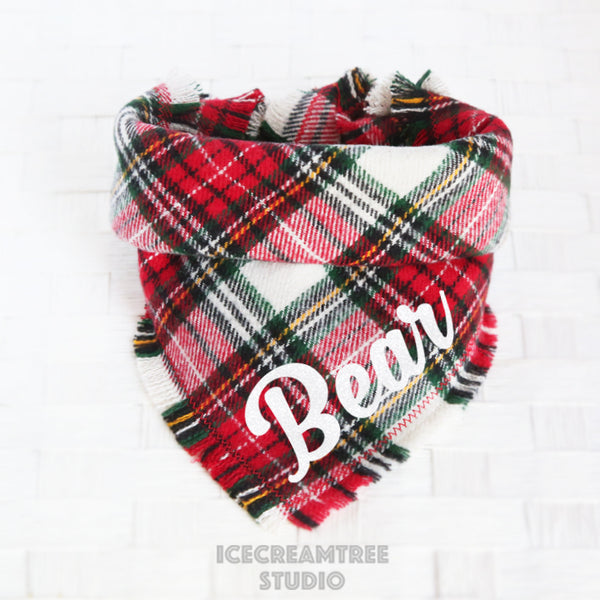 Classic Winter Plaid Bandana - Tie on Classic Flannel Pet Bandana Scarf