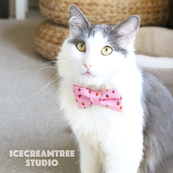 Pink Strawberry Bow Tie - Pet Bow Tie