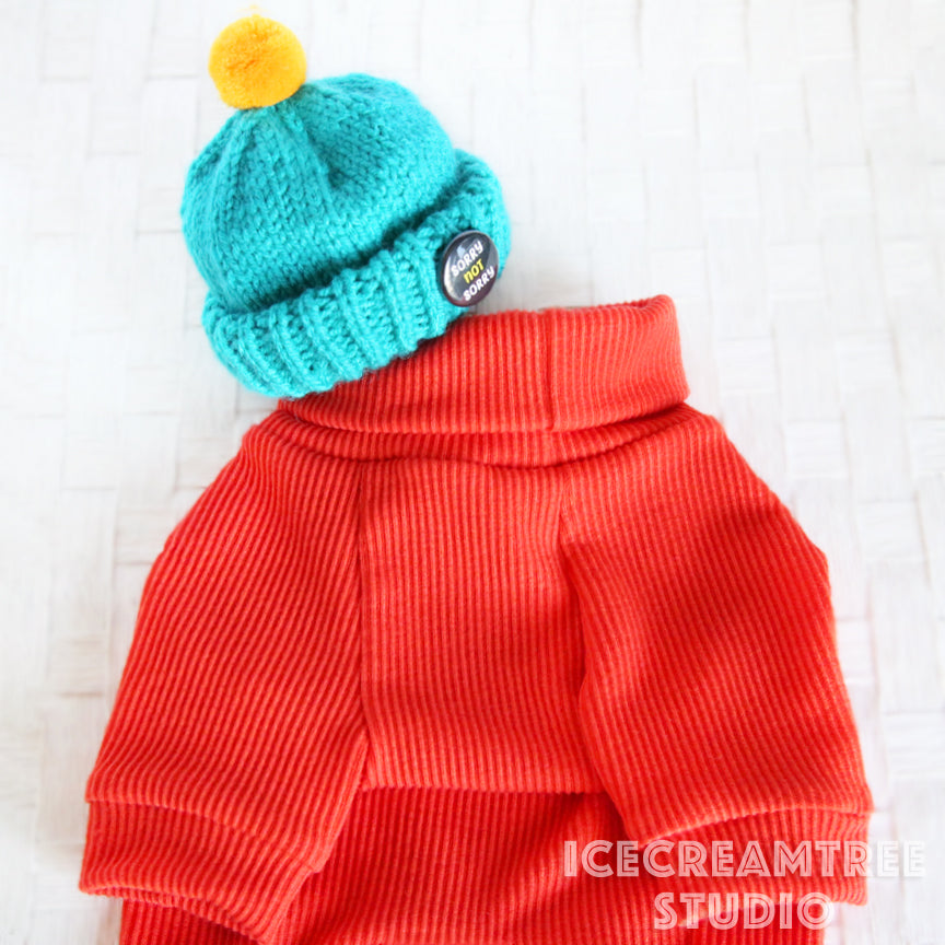 Orange Corduroy Turtleneck Top - Pet Clothing