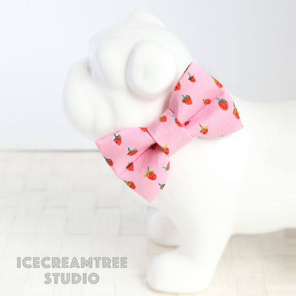 Pink Strawberry Bow - Collar Slide on Bow