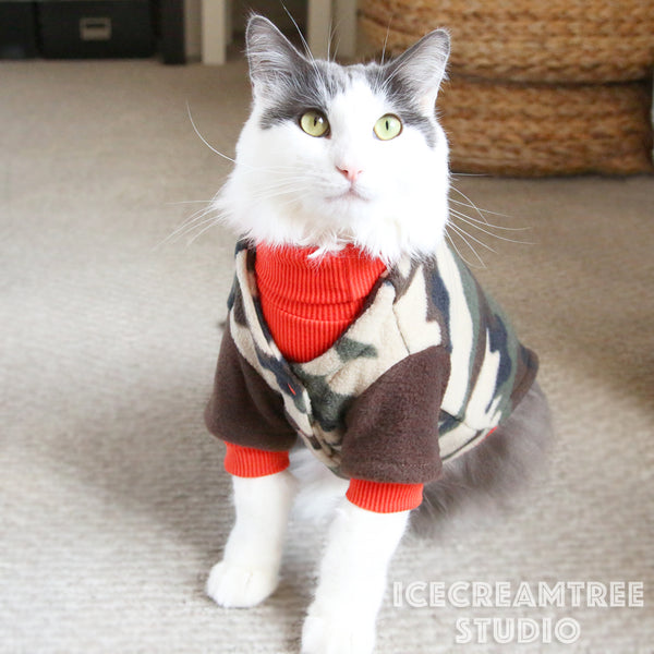 Camouflage Cardigan Sweater Camo Look Outfit - Pet Clothing