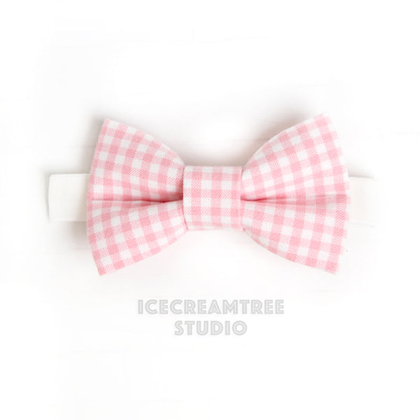 Pastel Pink Gingham Check Bow Tie - Pet Bow Tie