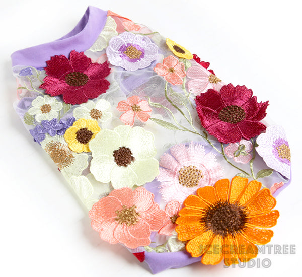 3D Flower Mesh Top - Pet Clothing