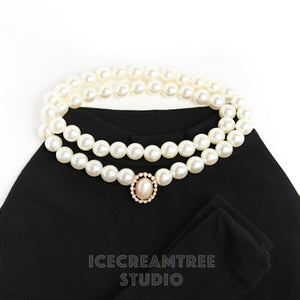 Double Pearl Necklace - Elastic Pet Collar