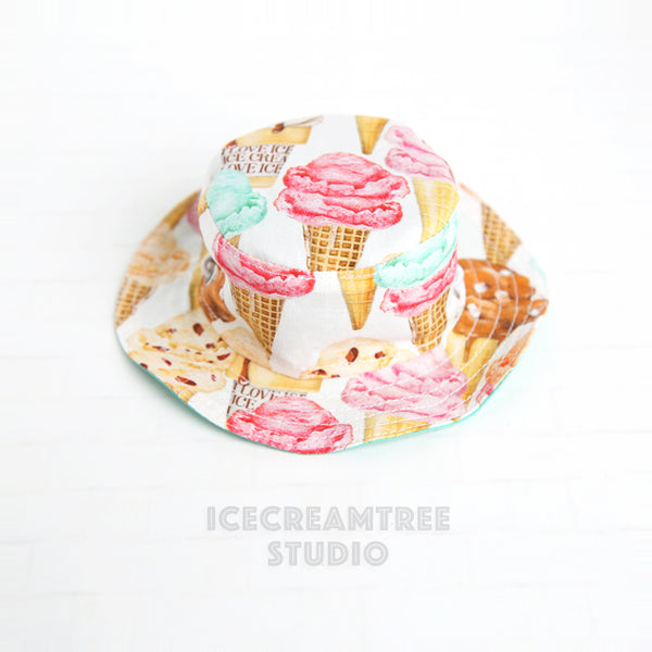 Reversible Ice Cream Bucket Hat - Pet Petite Hat