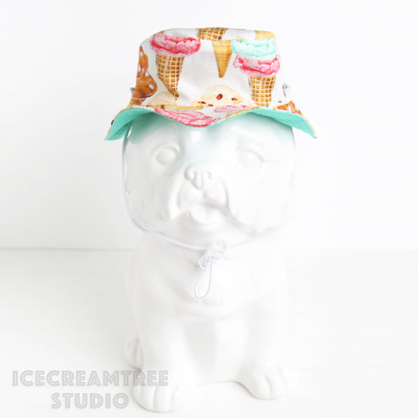 Reversible Ice Cream Bucket Hat - Pet Petite Hat
