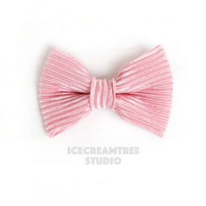 Light Pink Pleated Bow - Collar Slide on Bow