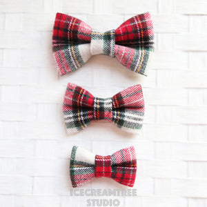 Flannel Classic Winter Plaid Bow - Collar Slide on Bow
