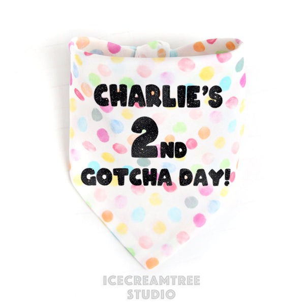 Custom Confetti Birthday Bandana - Tie on Classic Pet Bandana Scarf