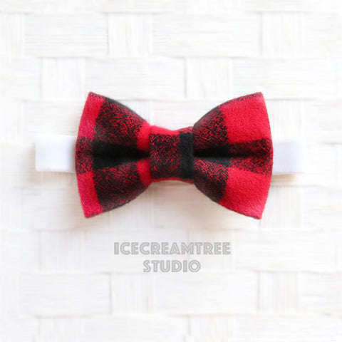Flannel Black Red Buffalo Plaid Bow Tie - Pet Bow Tie