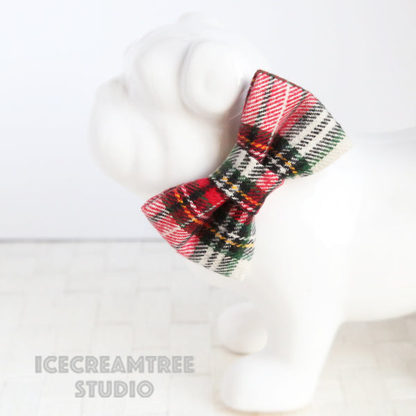 Flannel Classic Winter Plaid Bow - Collar Slide on Bow