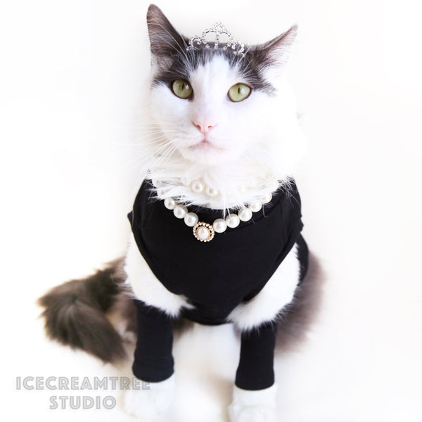 Double Pearl Necklace - Elastic Pet Collar
