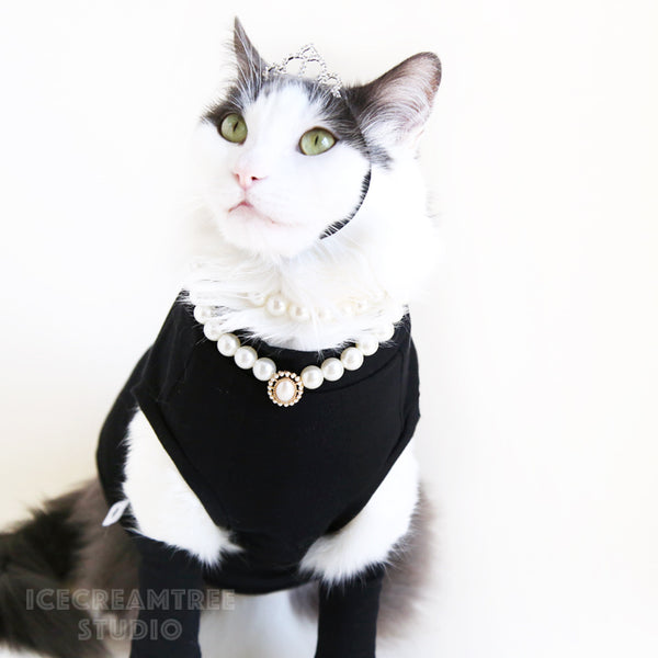 Double Pearl Necklace - Elastic Pet Collar