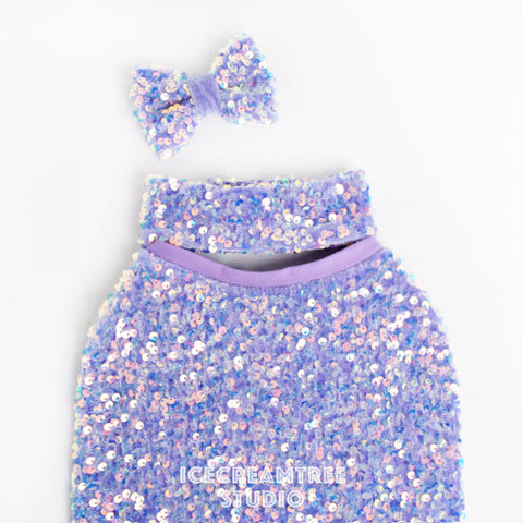 Lavender Sequin Party Outfit Set - Pet Clothing