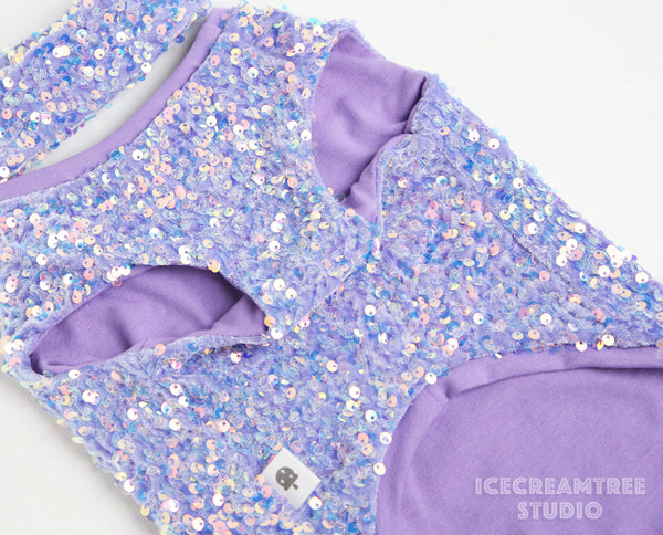 Lavender Sequin Party Outfit Set - Pet Clothing