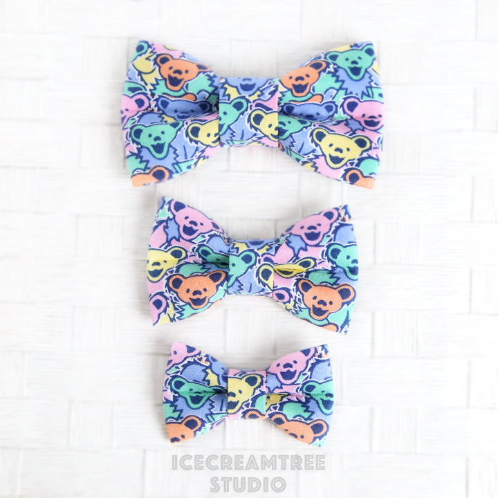 Pastel Dancing Bears Bow - Collar Slide on Bow