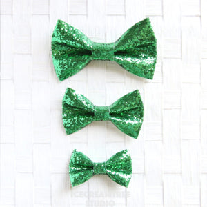 Sparkle Glitter Green Bow - Collar Slide on Bow