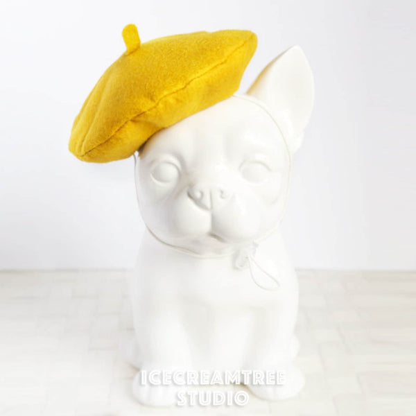 Mustard Yellow Beret Hat - Pet Petite Hat
